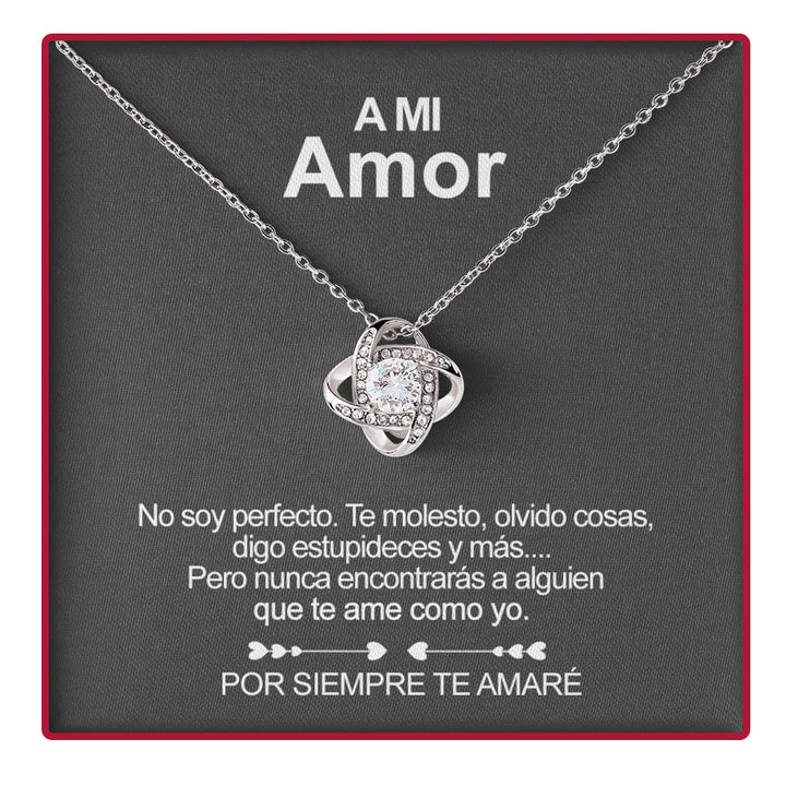 Collar de Oro Blanco - Con Rosa Real - A Mi Amor