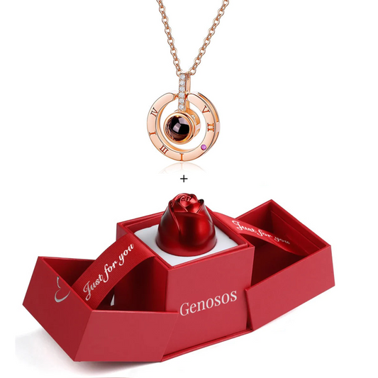 Genosos Collar Amor Eterno  + Caja De Rosas